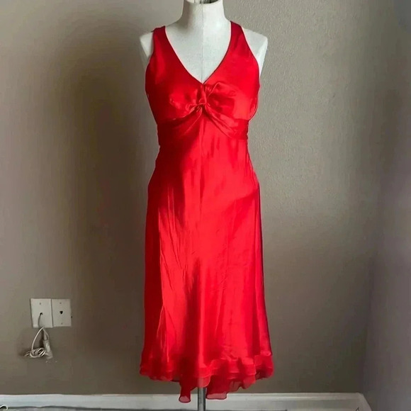 Vintage Cache red satin dress with crisscross back. Size 4 - Picture 2 of 7